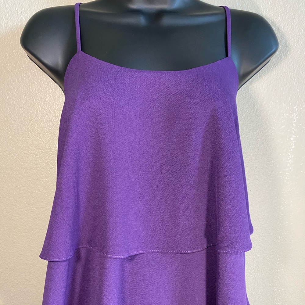 🔴 Spaghetti Strap Purple Ruffle Top